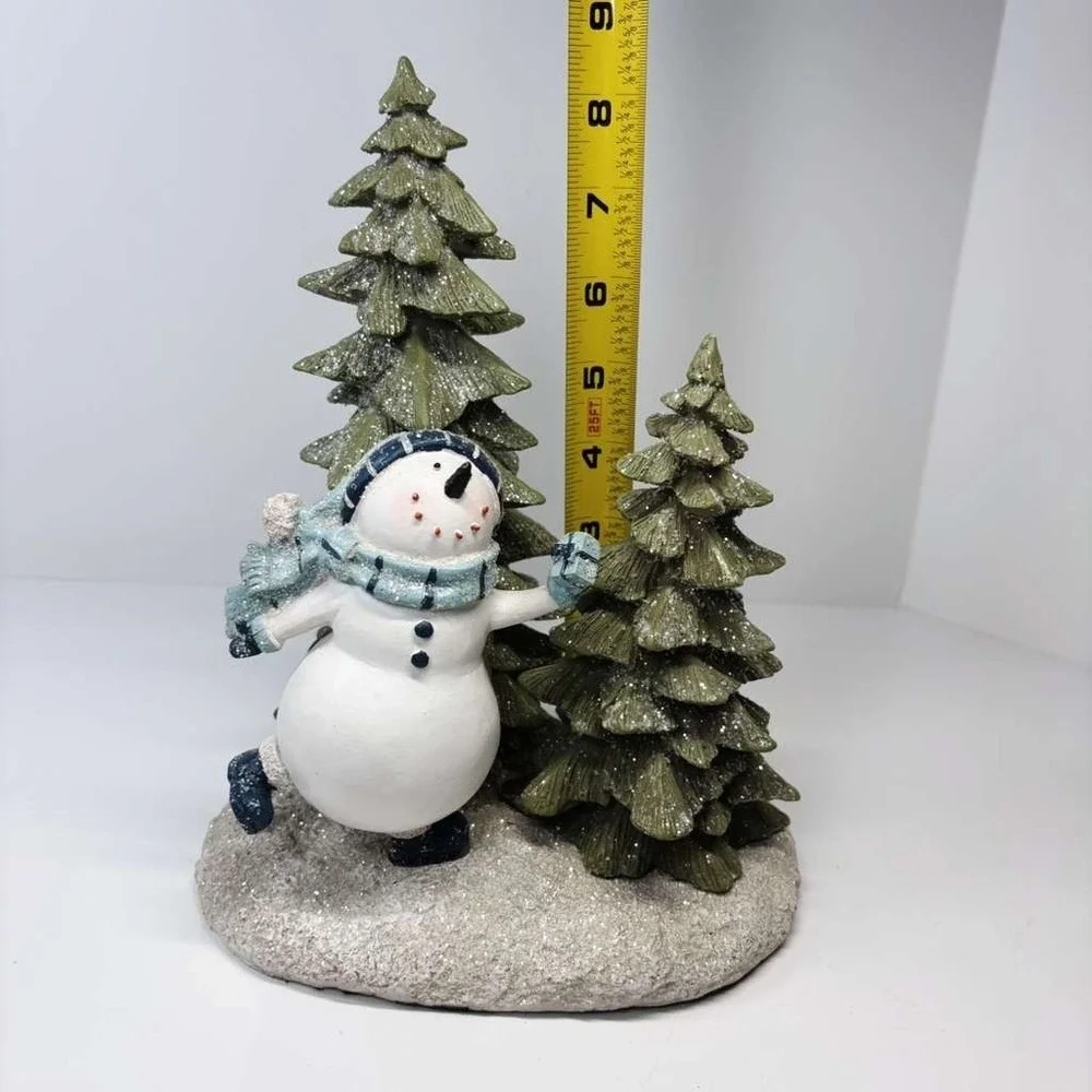 Vintage Y2K Skating Snowman Porcelain‎ Christmas Holiday Figure 9.5